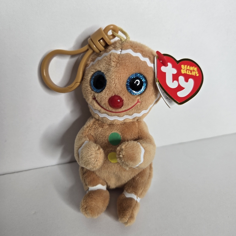 Ty Beanie Bellies Cookie the Gingerbread 4.5 inch Plastic Key Clip Purse Charm